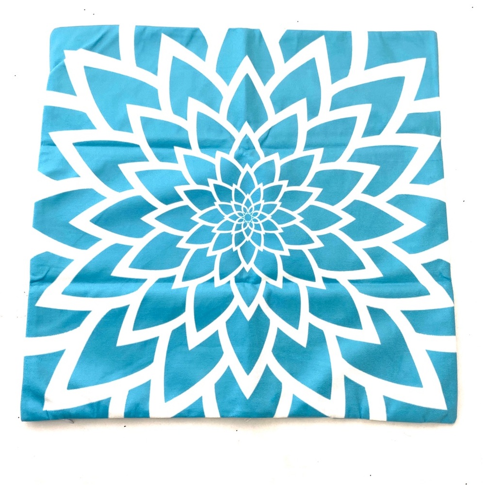 Teagan Turquoise Blue Floral Throw Pillow Covers (Set of 2) 19" x 19"